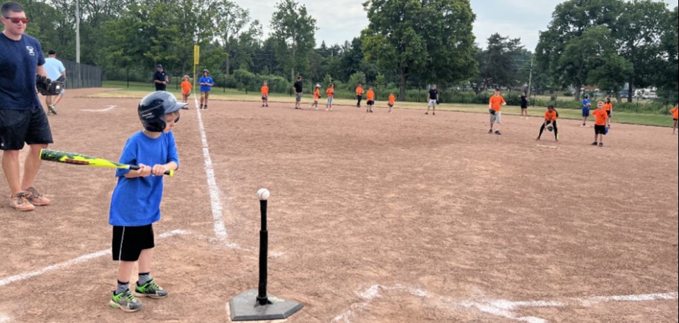 Children playing baseball